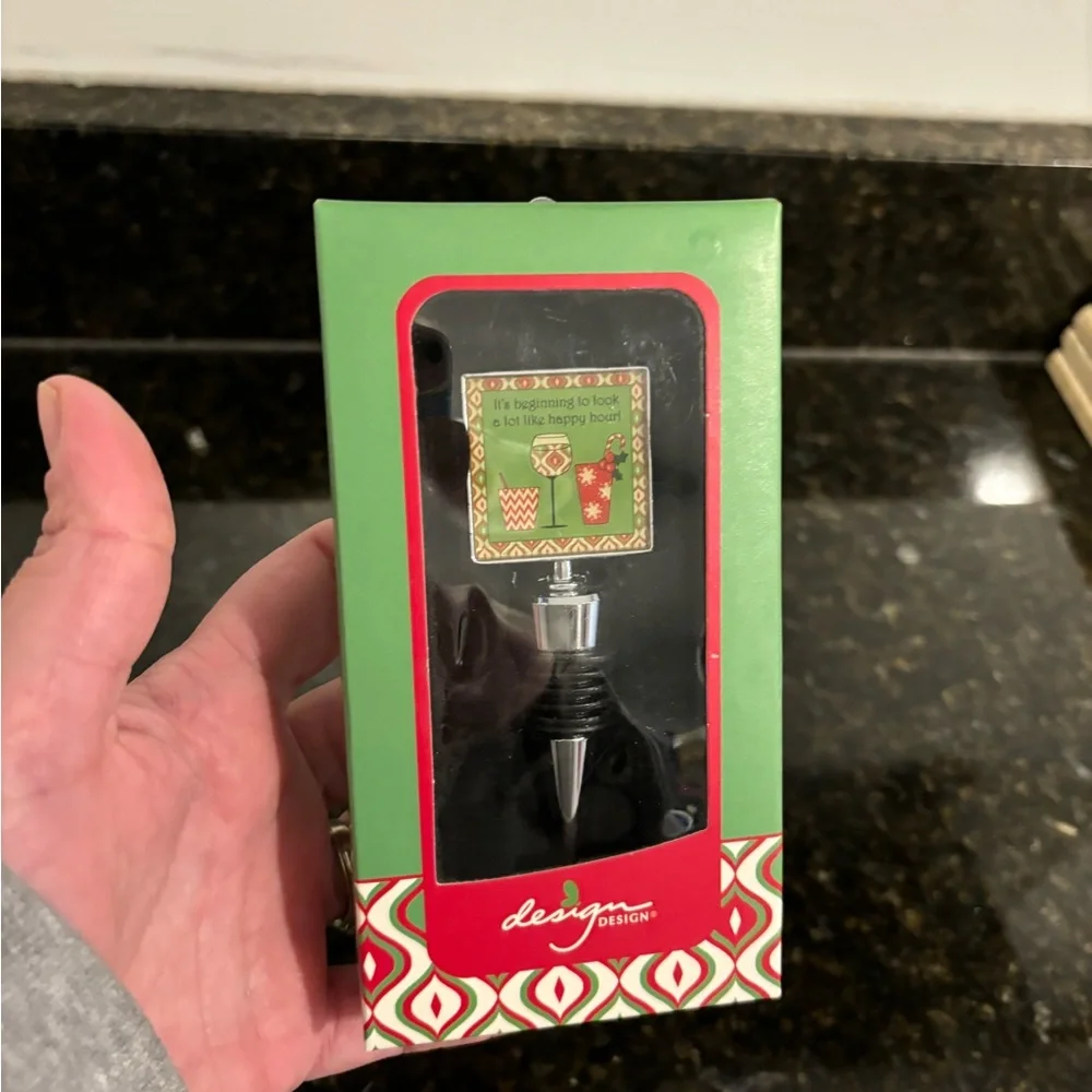 NIB Bottle Stopper “It’s Beginning to Look a Lot Like Happy Hour!”